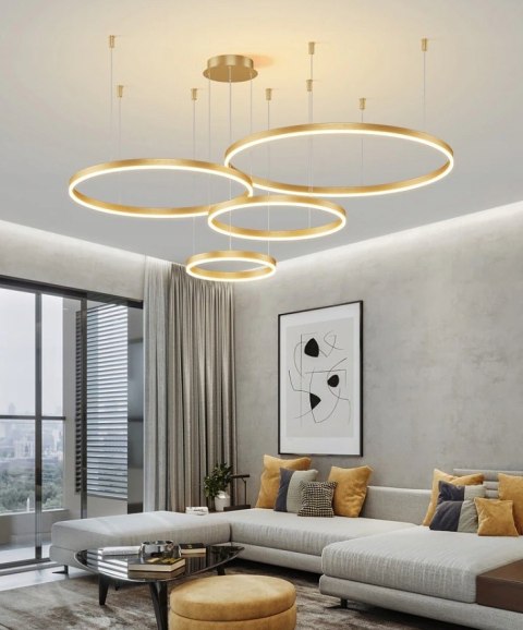 LAMPA LED RING ZŁOTA LAMPA WISZĄCA 80/60/60/40CM LAMPA LED RING ZŁOTA LAMPA WISZĄCA 80/60/60/40CM