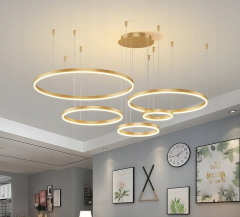 LAMPA RING ZŁOTA LAMPA WISZĄCA 100/100/80/60/50 CM LAMPA RING ZŁOTA LAMPA WISZĄCA 100/100/80/60/50 CM