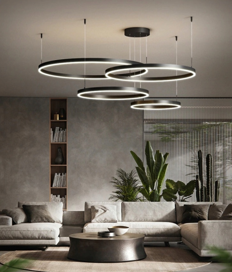 LAMPA WISZĄCA RING BLACK 80/60/60/40 CZARNE KOŁA LAMPA WISZĄCA RING BLACK 80/60/60/40 CZARNE KOŁA