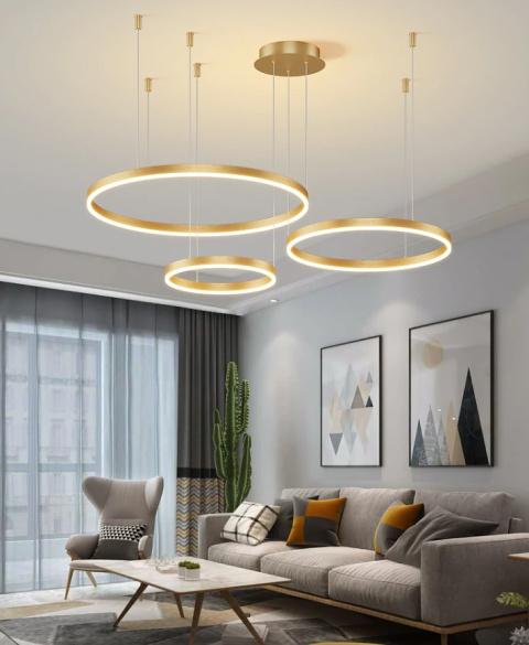 LAMPA WISZĄCA RING GOLD 60/40/20 ZŁOTE KOŁA