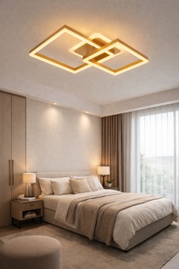 LAMPA LED KWADRAT PLAFON LED OPRAWA SUFITOWA + PILOT RING ZŁOTA