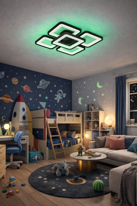 LAMPA LED KWADRAT SUFITOWA PLAFON LED OPRAWA + PILOT + RGB