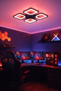 LAMPA LED KWADRAT SUFITOWA PLAFON LED OPRAWA + PILOT + RGB