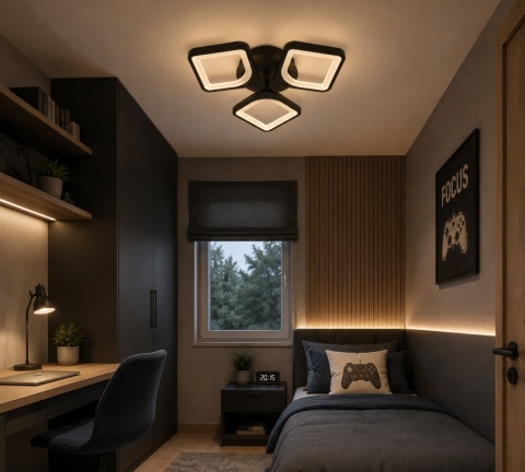 LAMPA LED KWADRAT SUFITOWA PLAFON LED + PILOT