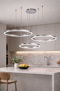LAMPA LED RING LAMPA WISZĄCA 80/60/40CM CHROM ŻYRANDOL PLAFON PILOT