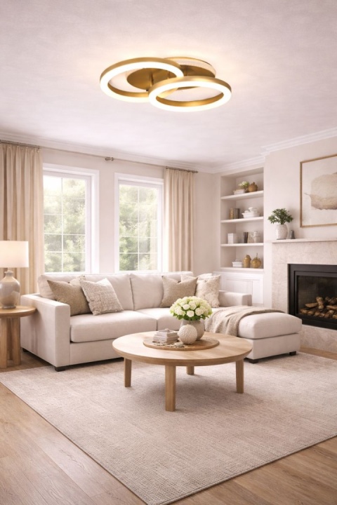 LAMPA LED RING ZŁOTA LAMPA Sufitowa LED Oprawa sufitowa + Pilot