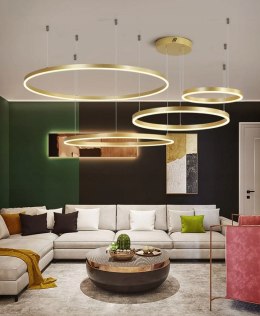 LAMPA LED RING ZŁOTA LAMPA WISZĄCA 80/60/60/40CM + Pilot