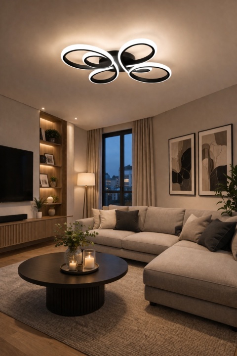 LAMPA LED sufitowa PLAFON EKO ŻYRANDOL LED nowoczesna + PILOT