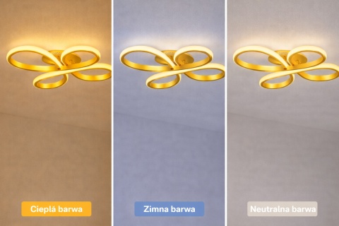 LAMPA LED sufitowa PLAFON EKO ŻYRANDOL LED nowoczesna + PILOT ZŁOTA