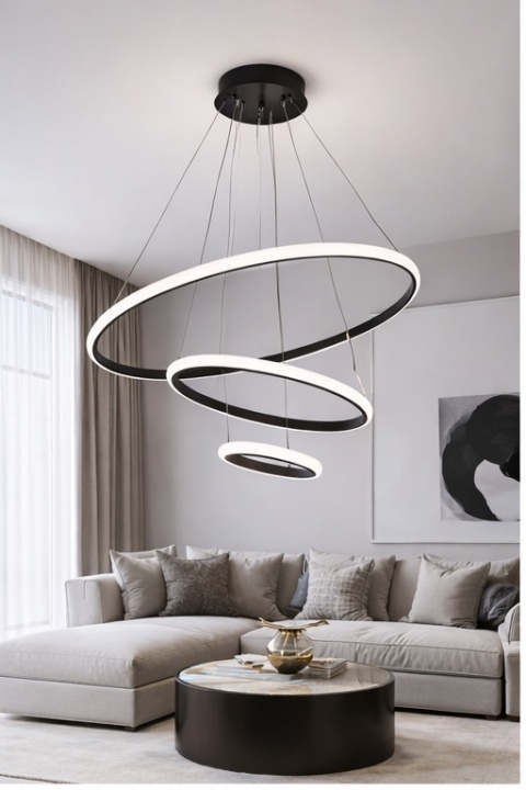 LAMPA LED sufitowa PLAFON EKO ŻYRANDOL LED nowoczesna + PILOT 60/40/20