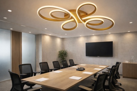 LAMPA LED sufitowa PLAFON EKO ŻYRANDOL LED nowoczesna + PILOT ZŁOTA