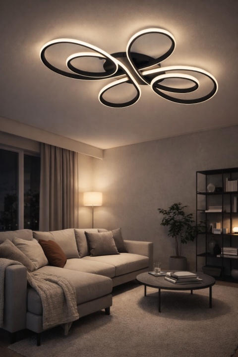 LAMPA LED sufitowa PLAFON EKO ŻYRANDOL LED nowoczesna + PILOT