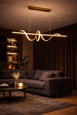 LAMPA LED sufitowa PLAFON EKO ŻYRANDOL LED nowoczesna + PILOT ZŁOTA