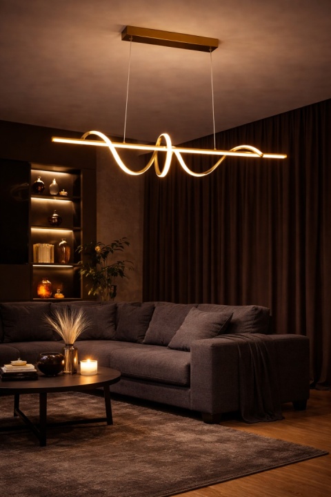 LAMPA LED sufitowa PLAFON EKO ŻYRANDOL LED nowoczesna + PILOT ZŁOTA