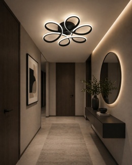 LAMPA LED sufitowa PLAFON ŻYRANDOL LED sufitowy + PILOT BK