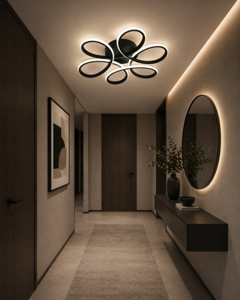 LAMPA LED sufitowa PLAFON ŻYRANDOL LED sufitowy + PILOT BK