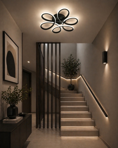 LAMPA LED sufitowa PLAFON ŻYRANDOL LED sufitowy + PILOT BK