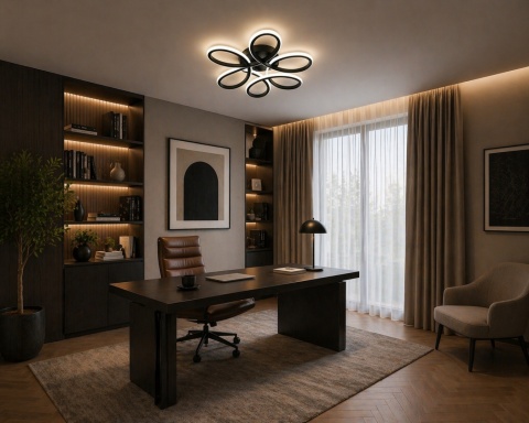 LAMPA LED sufitowa PLAFON ŻYRANDOL LED sufitowy + PILOT BK
