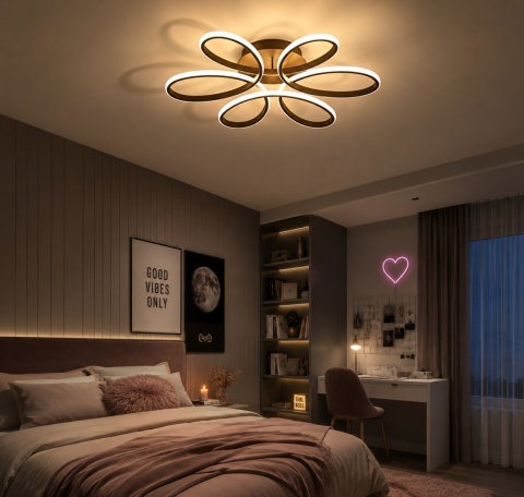 LAMPA LED sufitowa PLAFON ŻYRANDOL LED sufitowy + PILOT