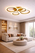 Lampa LED Sufitowa PLAFON żyrandol RING 2+2 Złota