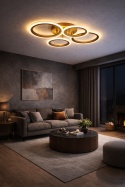 Lampa LED Sufitowa PLAFON żyrandol RING 2+2 Złota