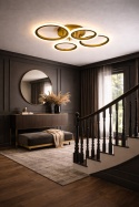 Lampa LED Sufitowa PLAFON żyrandol RING 2+2 Złota