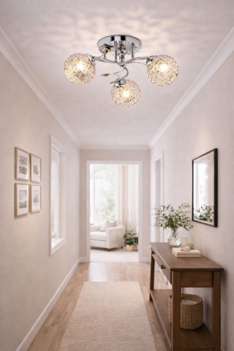 ŻYRANDOL PLAFON LED LAMPA SUFITOWA KRYSZTAŁ CHROM