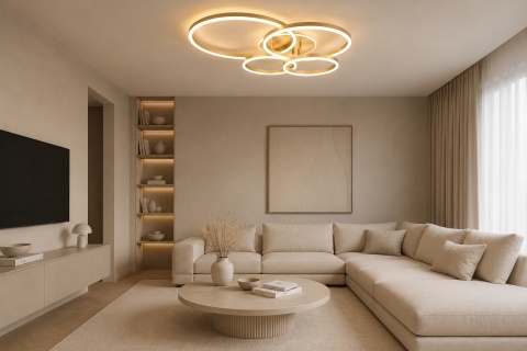 LAMPA LED RING ZŁOTA LAMPA Sufitowa LED Oprawa sufitowa + Pilot 60/50/40/30