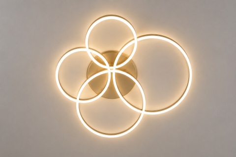 LAMPA LED RING ZŁOTA LAMPA Sufitowa LED Oprawa sufitowa + Pilot 60/50/40/30