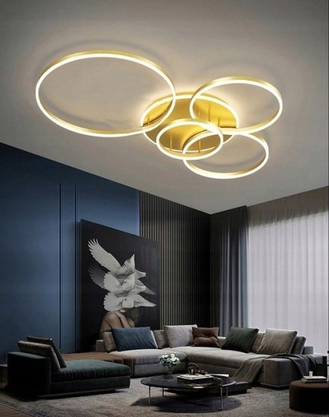 LAMPA LED RING ZŁOTA LAMPA Sufitowa LED Oprawa sufitowa + Pilot 60/50/40/30