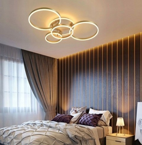 LAMPA LED RING ZŁOTA LAMPA Sufitowa LED Oprawa sufitowa + Pilot 60/50/40/30
