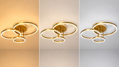 LAMPA LED RING ZŁOTA LAMPA Sufitowa LED Oprawa sufitowa + Pilot