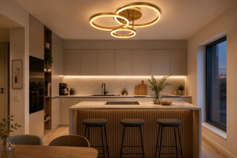 LAMPA LED RING ZŁOTA LAMPA Sufitowa LED Oprawa sufitowa + Pilot