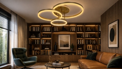 LAMPA LED RING ZŁOTA LAMPA Sufitowa LED Oprawa sufitowa + Pilot