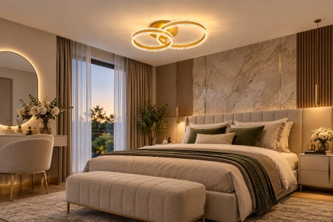 LAMPA LED RING ZŁOTA LAMPA Sufitowa LED Oprawa sufitowa + Pilot