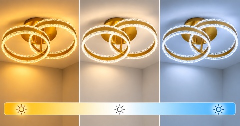 LAMPA LED RING ZŁOTA LAMPA Sufitowa LED Oprawa sufitowa + Pilot