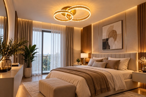 LAMPA LED RING ZŁOTA LAMPA Sufitowa LED Oprawa sufitowa + Pilot