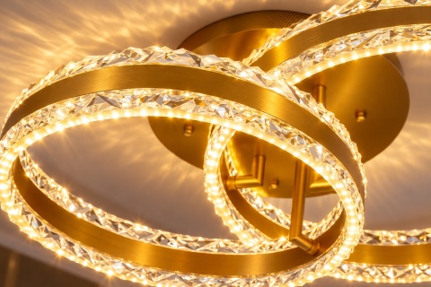 LAMPA LED RING ZŁOTA LAMPA Sufitowa LED Oprawa sufitowa + Pilot