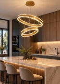 LAMPA LED RING ZŁOTA LAMPA Wisząca LED Oprawa sufitowa + Pilot