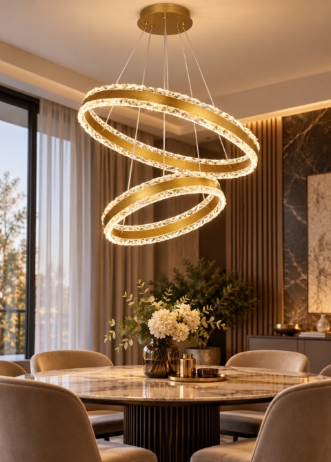 LAMPA LED RING ZŁOTA LAMPA Wisząca LED Oprawa sufitowa + Pilot