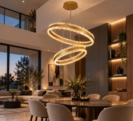 LAMPA LED RING ZŁOTA LAMPA Wisząca LED Oprawa sufitowa + Pilot