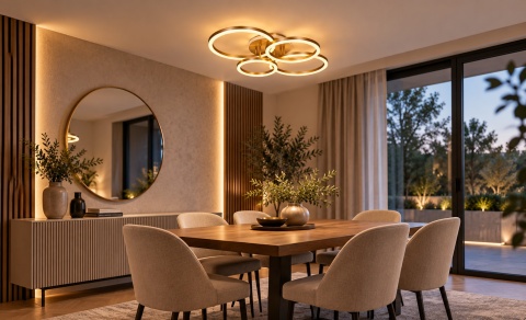 LAMPA LED RING ZŁOTA LAMPA Sufitowa LED Oprawa sufitowa + Pilot