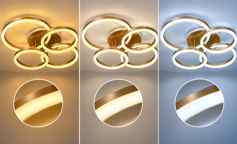 LAMPA LED RING ZŁOTA LAMPA Sufitowa LED Oprawa sufitowa + Pilot