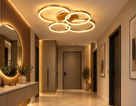 LAMPA LED RING ZŁOTA LAMPA Sufitowa LED Oprawa sufitowa + Pilot
