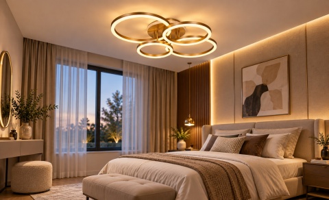 LAMPA LED RING ZŁOTA LAMPA Sufitowa LED Oprawa sufitowa + Pilot