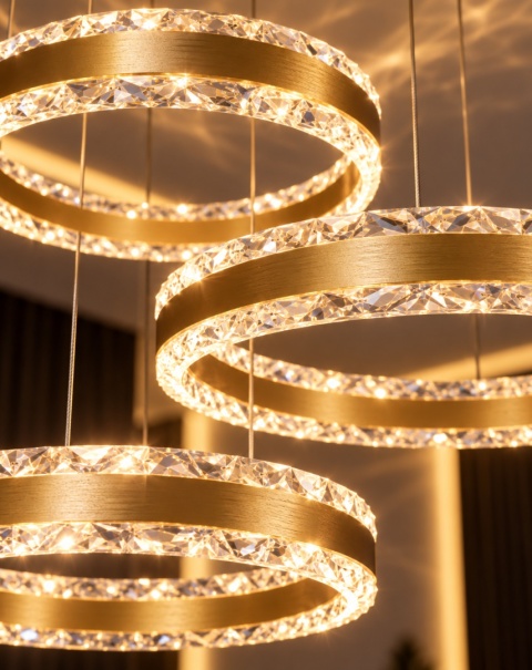 LAMPA LED RING ZŁOTA LAMPA Wisząca LED Oprawa sufitowa + Pilot