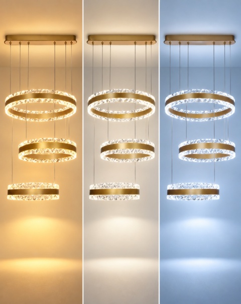 LAMPA LED RING ZŁOTA LAMPA Wisząca LED Oprawa sufitowa + Pilot