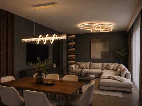LAMPA LED sufitowa PLAFON EKO ŻYRANDOL LED nowoczesna + PILOT