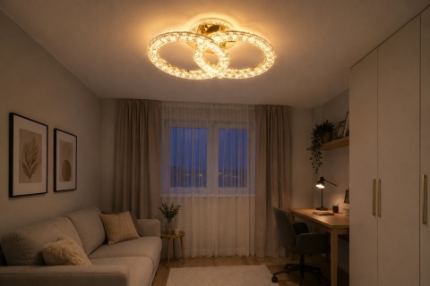 LAMPA LED żyrandol LAMPA SUFITOWA + PILOT 7066-6 FG Złota